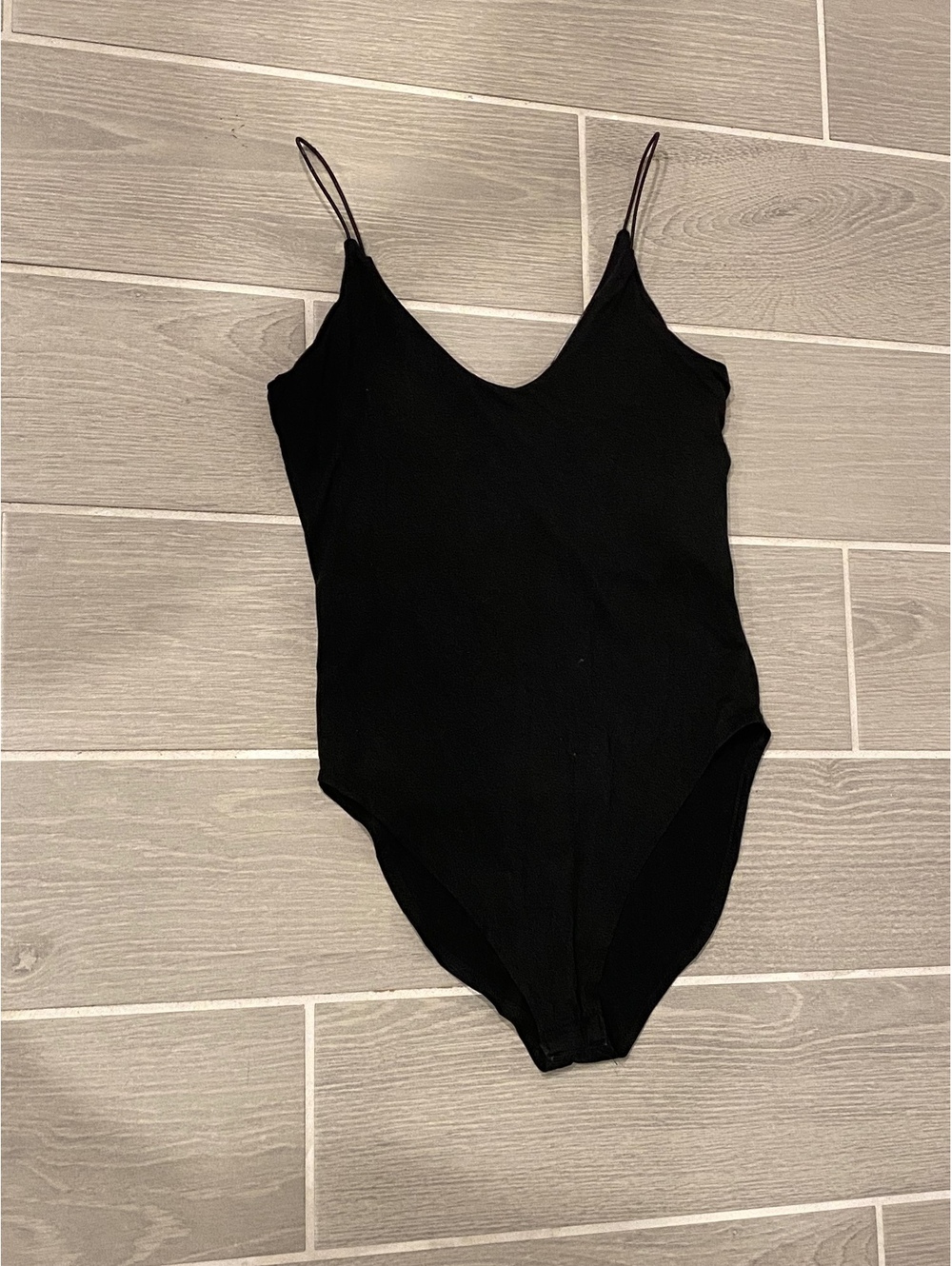 Gaze Black Spaghetti Strap Bodysuit, Medium
